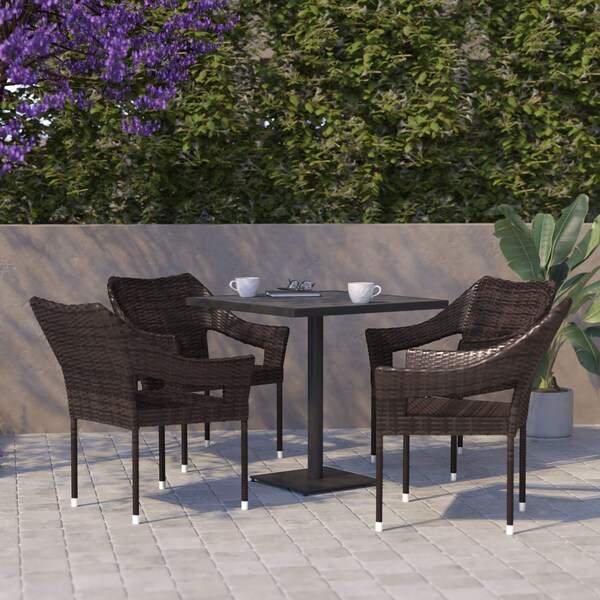 Flash Furniture Espresso PE Rattan Wicker Patio Dining Chair, 4PK 4-TT-TT02-ESP-GG - main